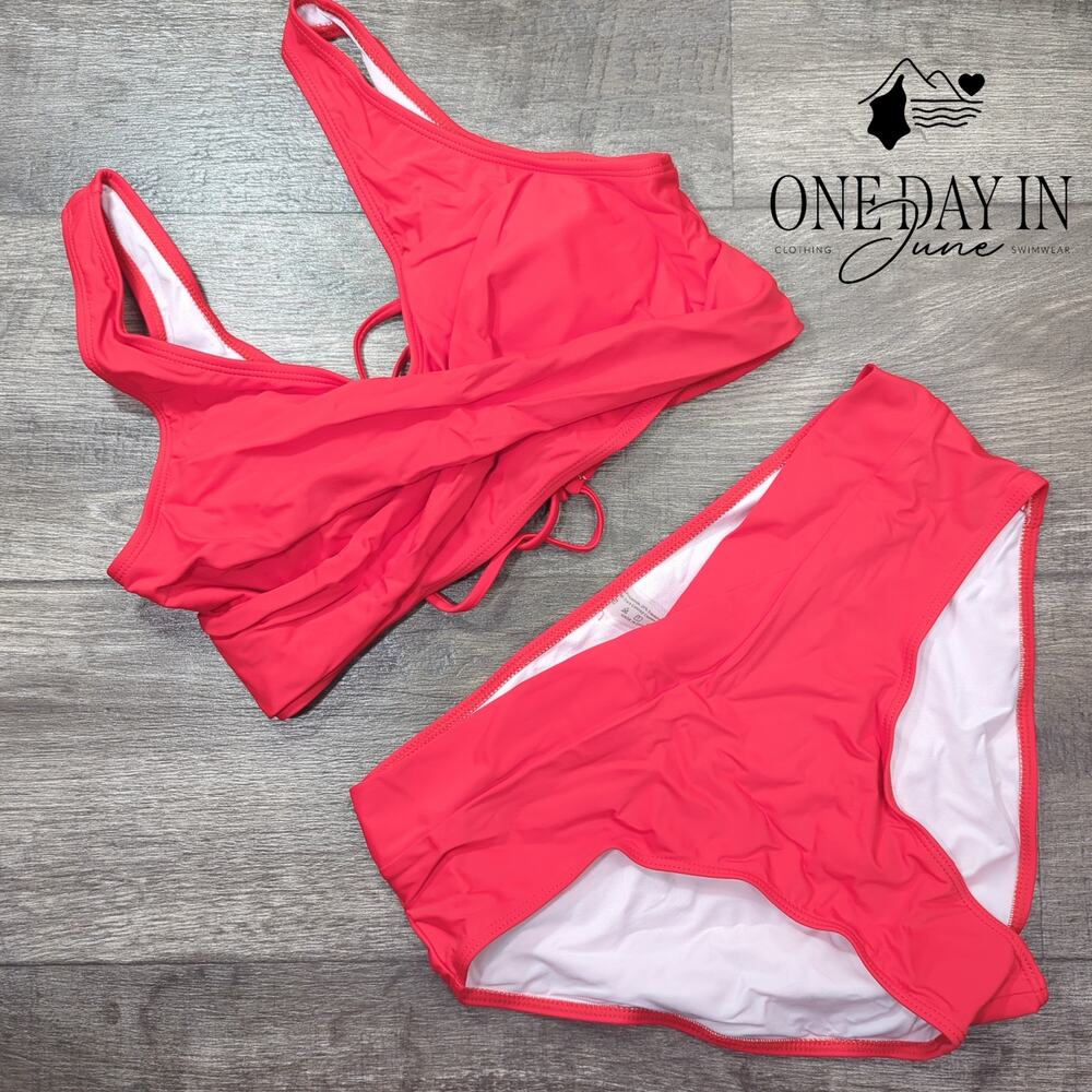 Limeeke Twist Front Lace Up Back Bikini Swimsuit Size XL